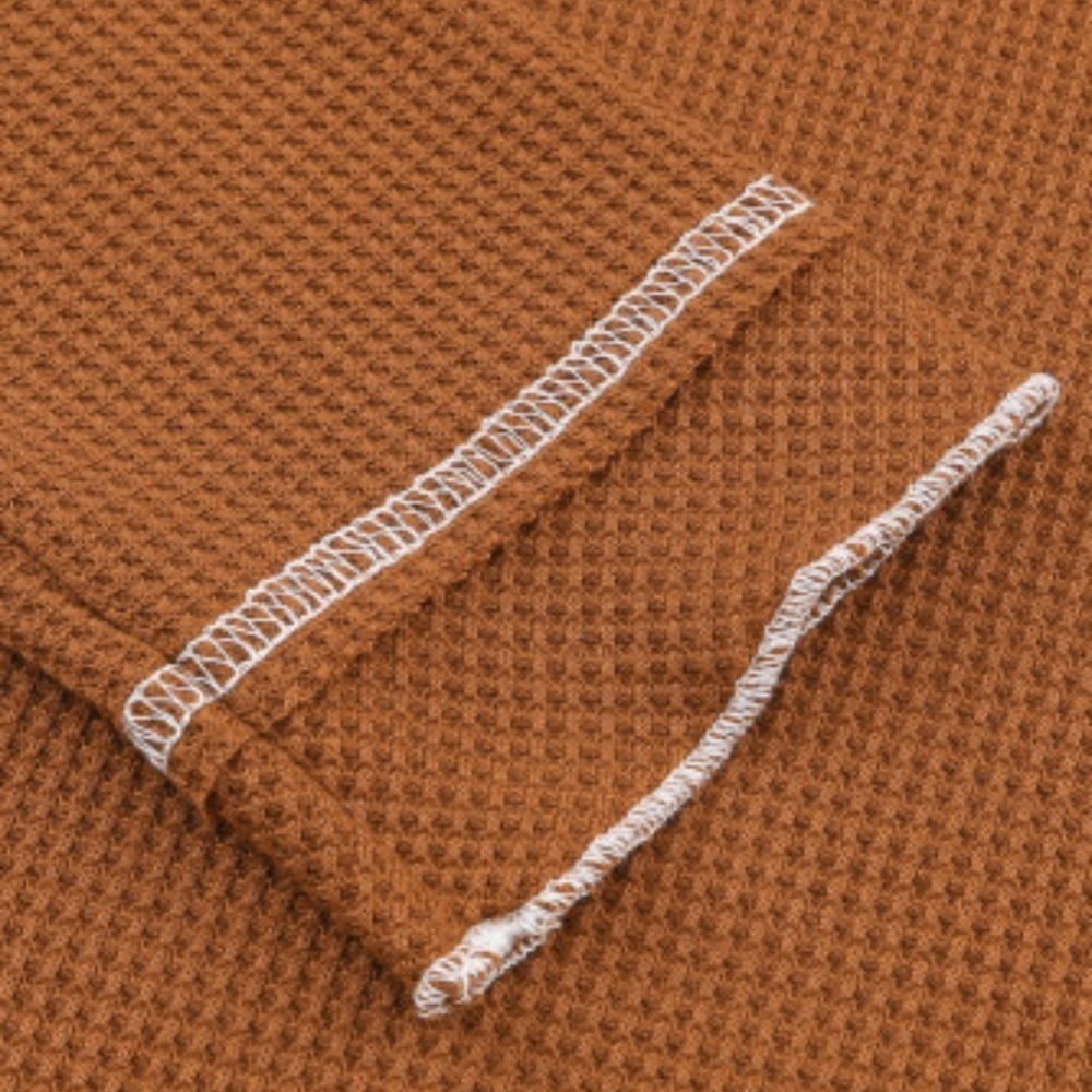 NEW Brown Waffle Knit Top with Raw Whipstitch Hems - Picture 7 of 10